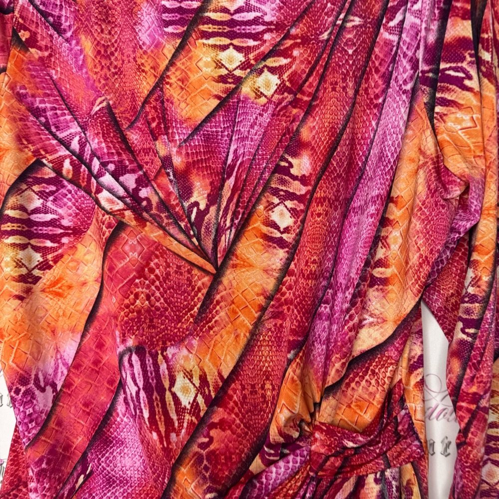 Nygard top asymmetrical hem fairy with cinch tie waist stretchy snake print 🌅 - Picture 7 of 11
